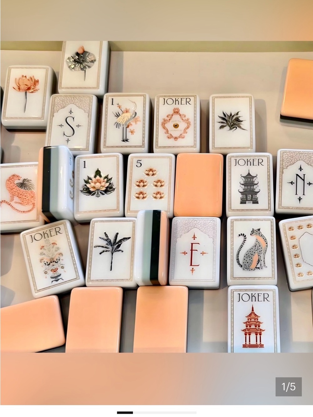 Peach & White  Mahjong American Tiles
